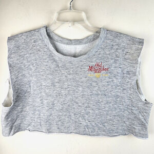 Old Milwaukee Beer Men XL Retro cropped T Shirt fleece heather gray Race team